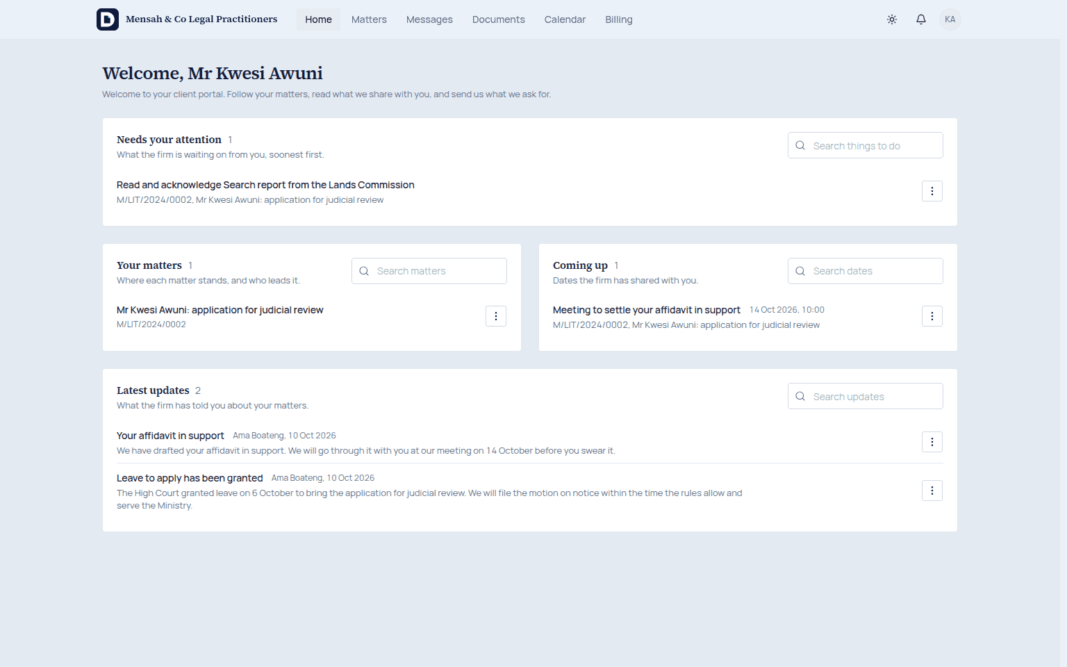 Client portal and online payment in Docavra