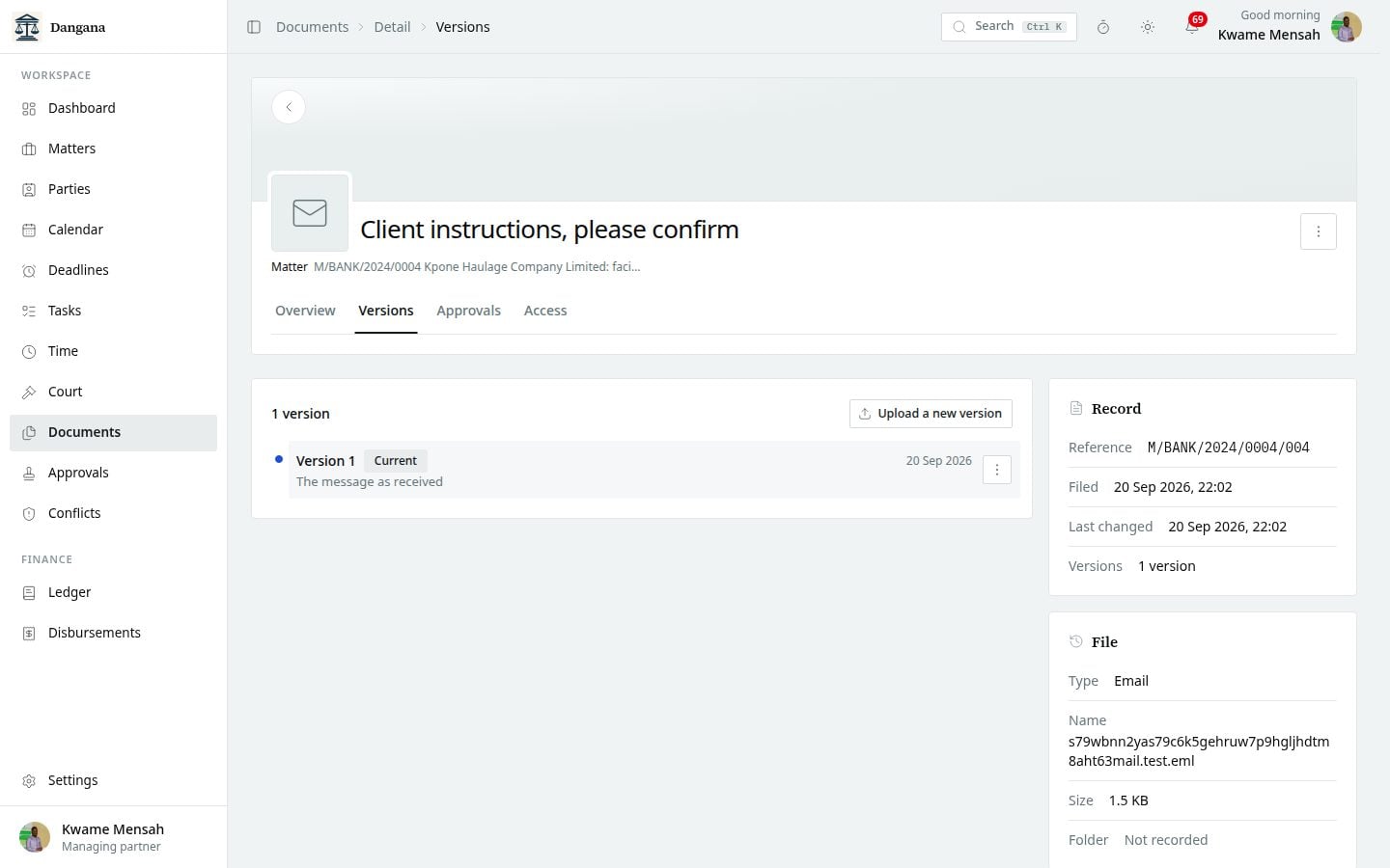 A document's versions, newest first.